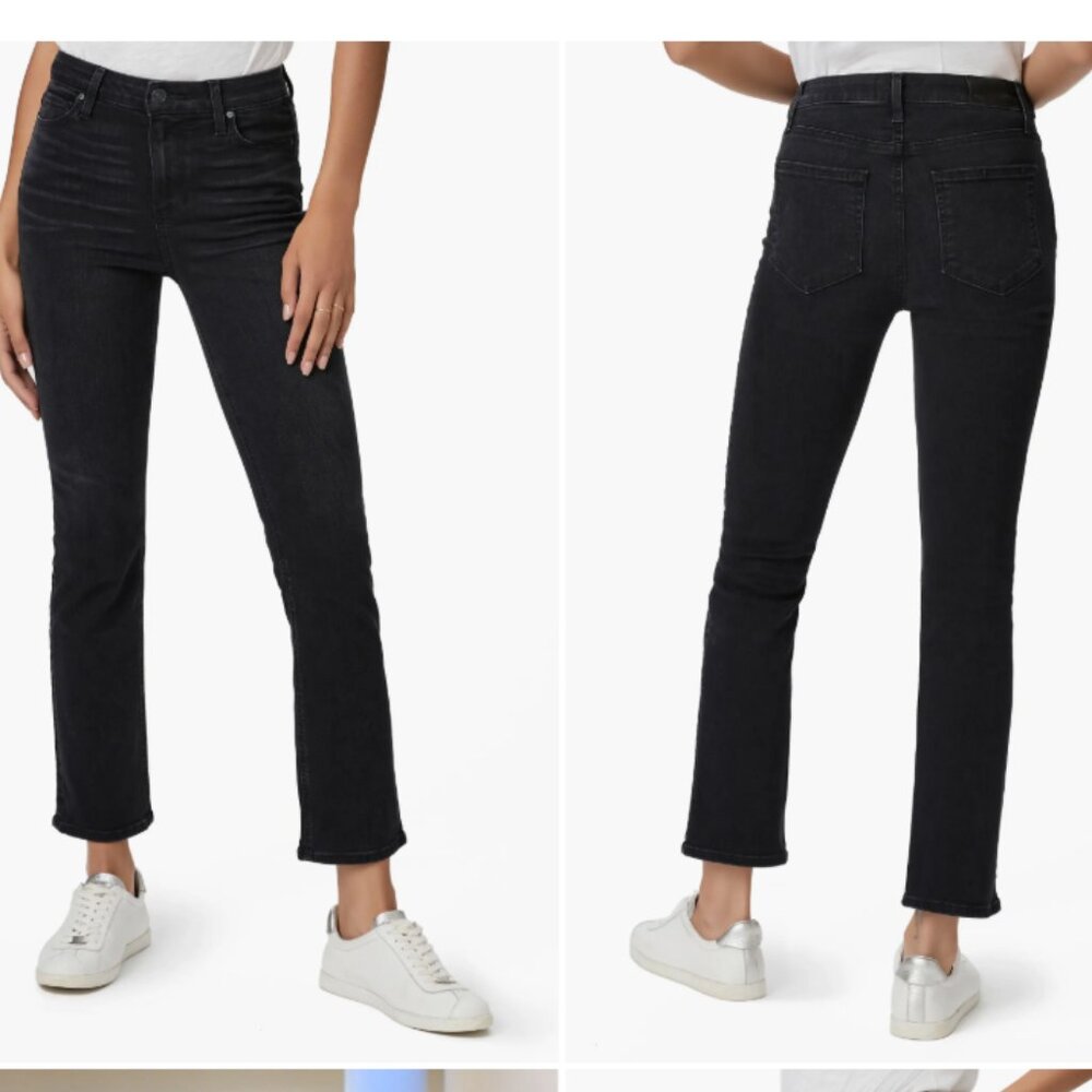 NWT PAIGE Cindy High Waist Ankle Straight Leg Jeans Size 23, Color: BLACK WILLOW